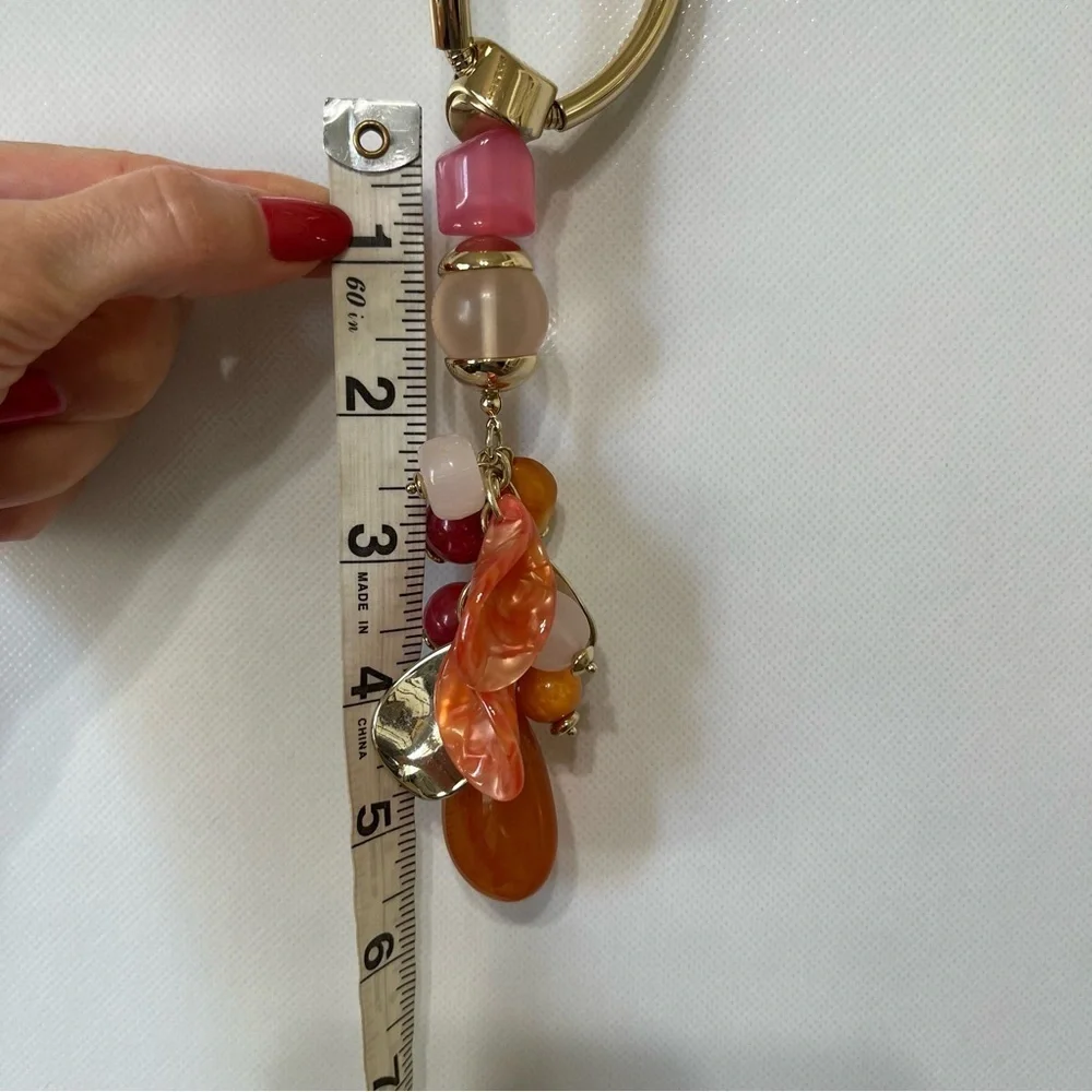 Chico’s Long Statement Necklace Orange Pink Gold
